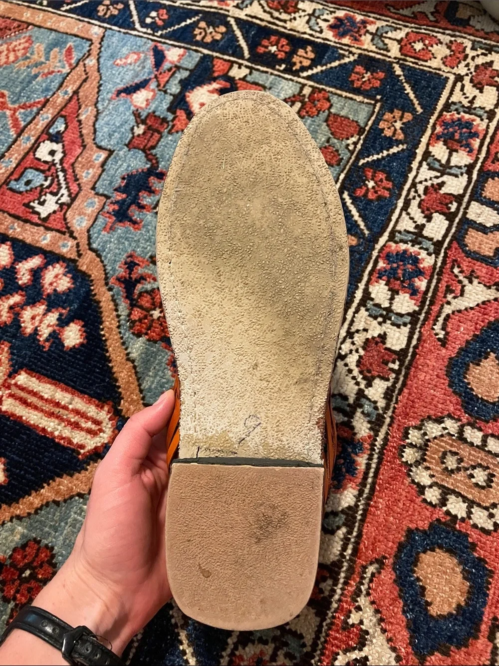 Mexican Woven Leather Slip-On Huaraches in Tan